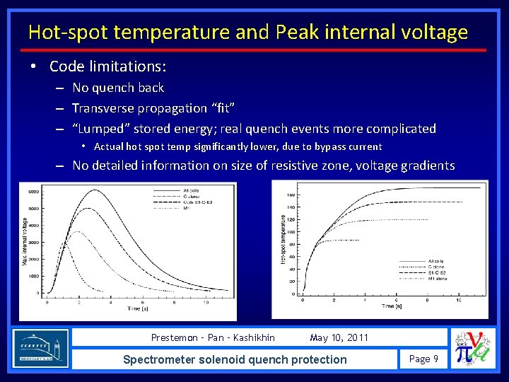 Hot-spot temperature and Peak internal voltage • Code limitations: – No quench back –