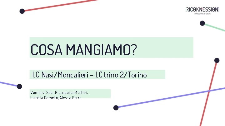 COSA MANGIAMO? I. C Nasi/Moncalieri – I. C trino 2/Torino Veronica Sola, Giuseppina Mustari,