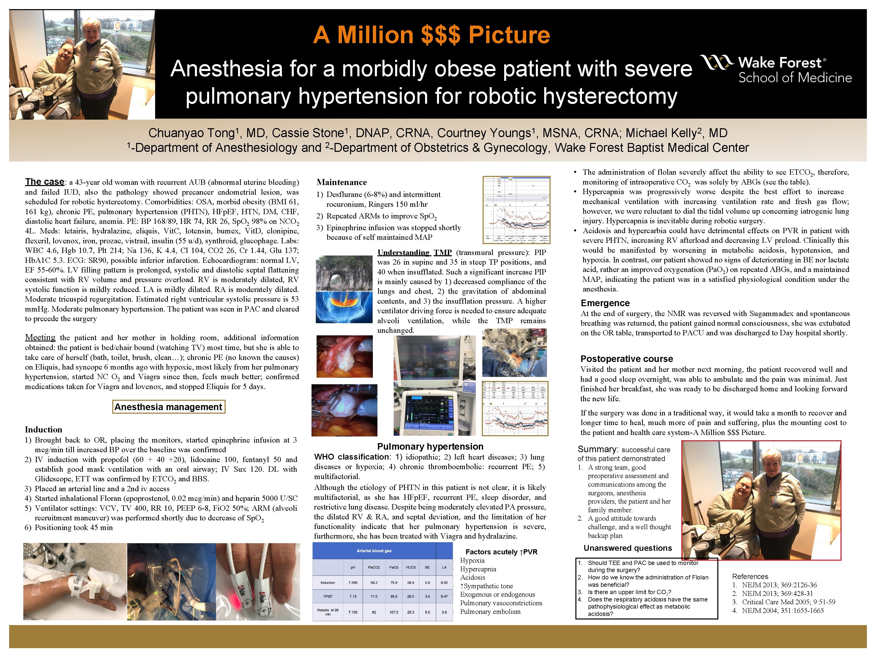 A Million $$$ Picture Anesthesia for a morbidly obese patient with severe pulmonary hypertension