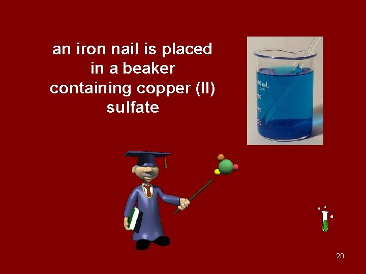 an iron nail is placed in a beaker containing copper (II) sulfate 20 