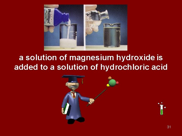 a solution of magnesium hydroxide is added to a solution of hydrochloric acid 31