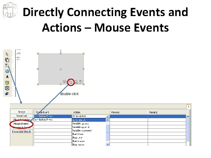 Directly Connecting Events and Actions – Mouse Events double-click 