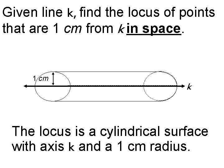 Given line k, find the locus of points that are 1 cm from k