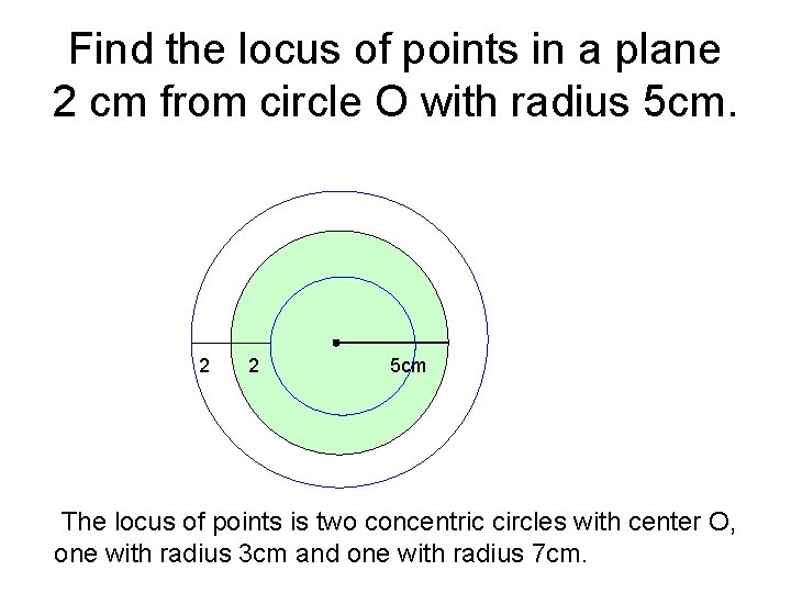 Find the locus of points in a plane 2 cm from circle O with