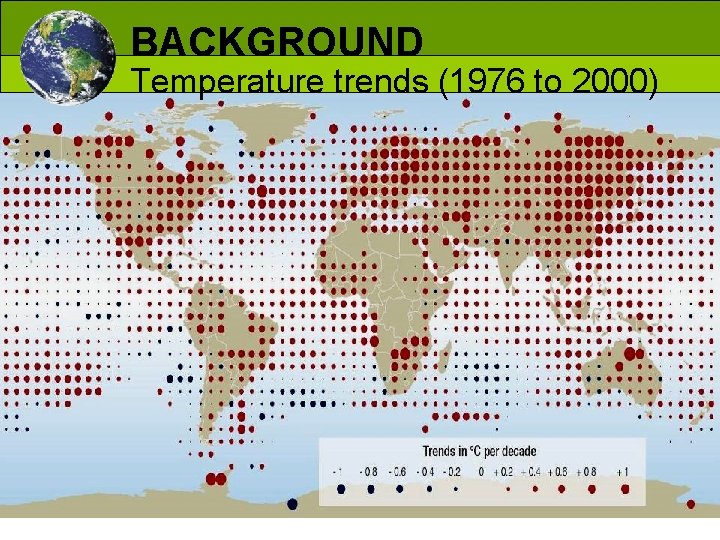 BACKGROUND Temperature trends (1976 to 2000) 