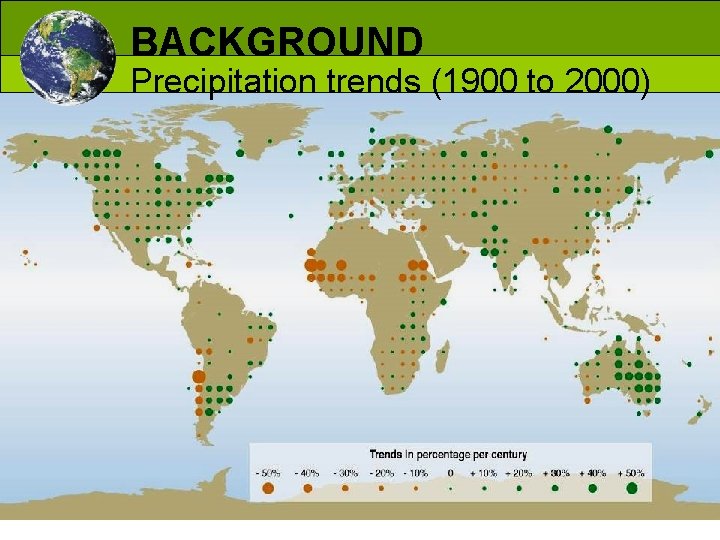 BACKGROUND Precipitation trends (1900 to 2000) 