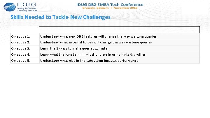 Skills Needed to Tackle New Challenges Objective 1: Understand what new DB 2 features