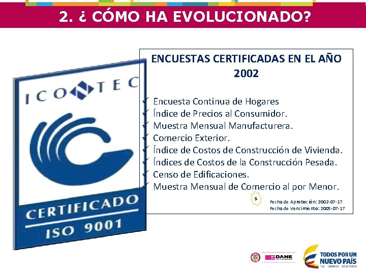 2. ¿ CÓMO HA EVOLUCIONADO? ENCUESTAS CERTIFICADAS EN EL AÑO 2002 ü ü ü
