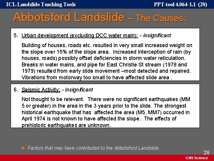 ICL Landslide Teaching Tools PPT-tool 4. 064 -1. 1 (28) Abbotsford Landslide – The