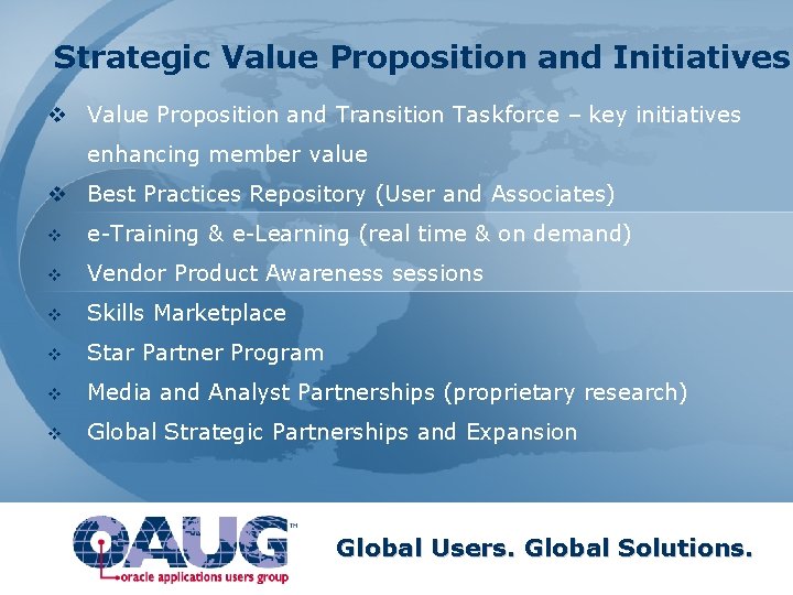 Strategic Value Proposition and Initiatives v Value Proposition and Transition Taskforce – key initiatives