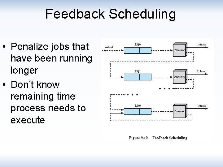 Feedback Scheduling • Penalize jobs that have been running longer • Don’t know remaining