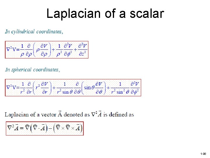 Laplacian of a scalar 1 -98 