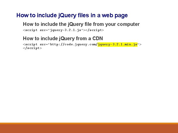 How to include j. Query files in a web page How to include the