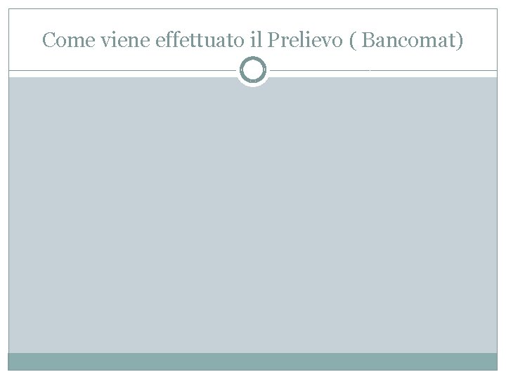 Come viene effettuato il Prelievo ( Bancomat) 