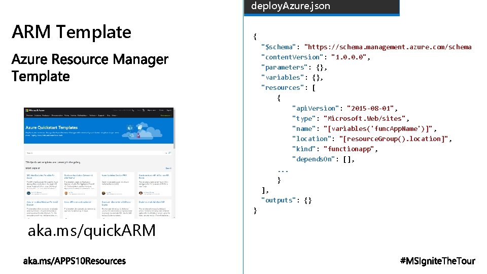 deploy. Azure. json ARM Template { "$schema": "https: //schema. management. azure. com/schema "content. Version":