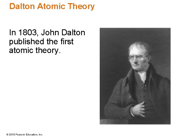 Dalton Atomic Theory In 1803, John Dalton published the first atomic theory. © 2018