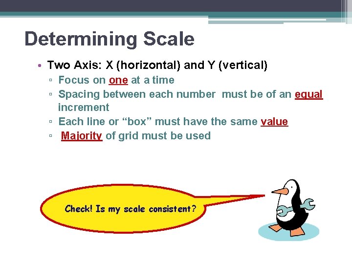 Determining Scale • Two Axis: X (horizontal) and Y (vertical) ▫ Focus on one
