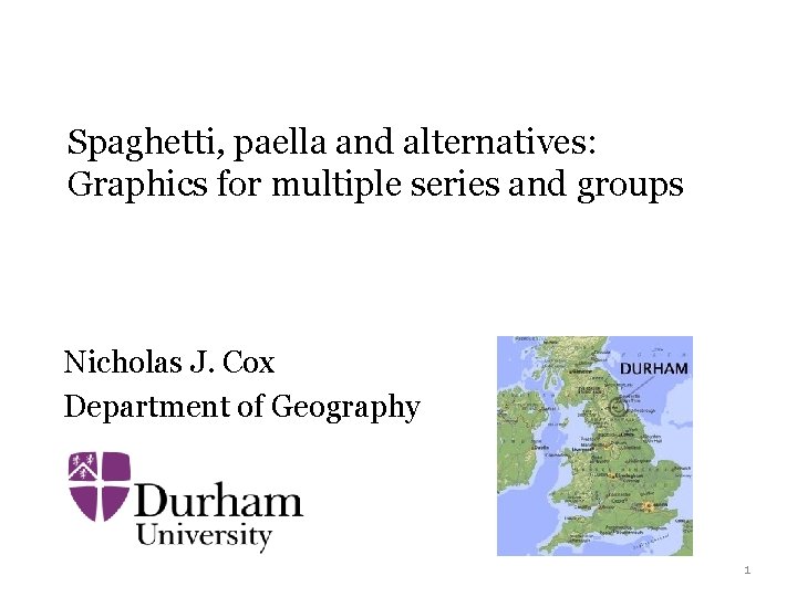 Spaghetti, paella and alternatives: Graphics for multiple series and groups Nicholas J. Cox Department