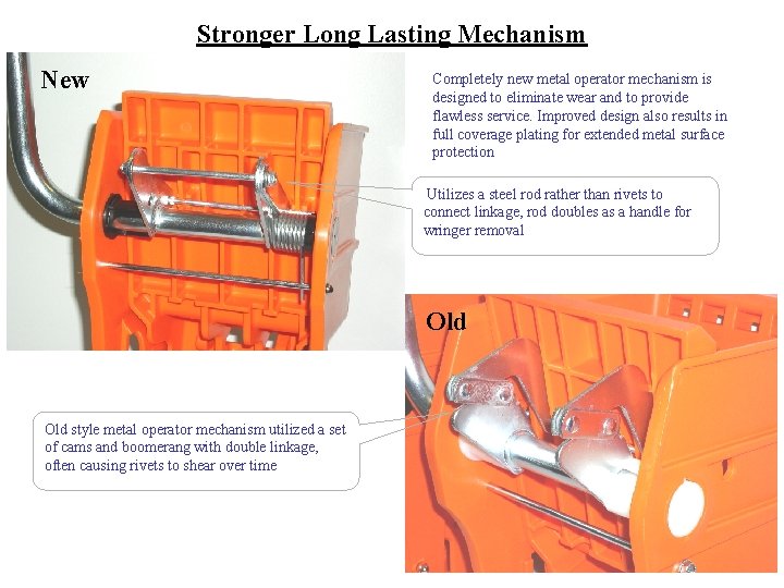Stronger Long Lasting Mechanism New Completely new metal operator mechanism is designed to eliminate