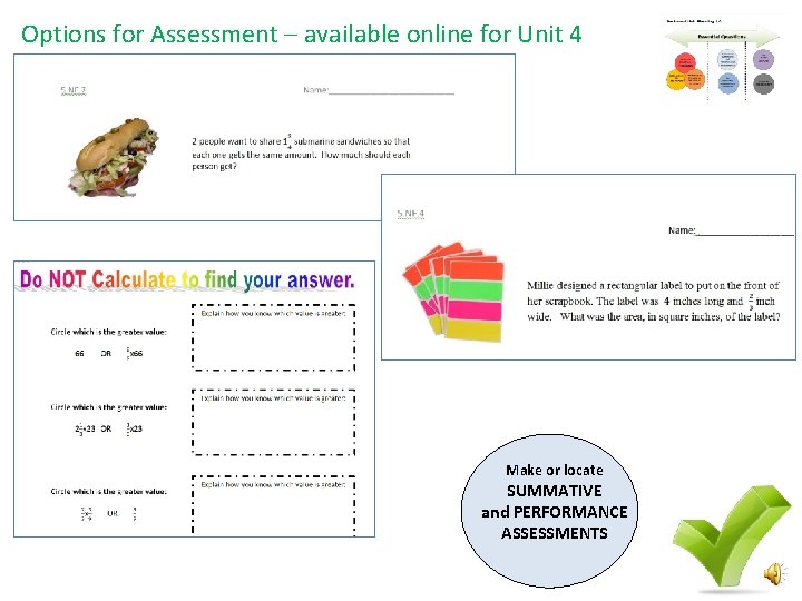 Options for Assessment – available online for Unit 4 Make or locate SUMMATIVE and