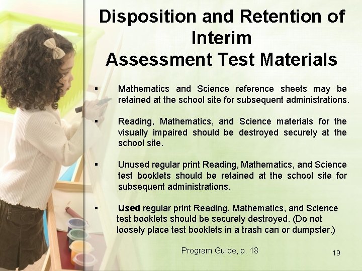 Disposition and Retention of Interim Assessment Test Materials § Mathematics and Science reference sheets