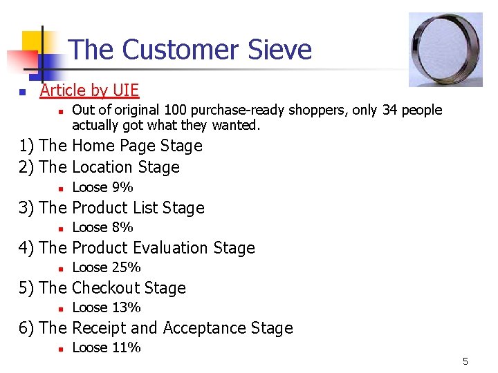 The Customer Sieve n Article by UIE n Out of original 100 purchase-ready shoppers,