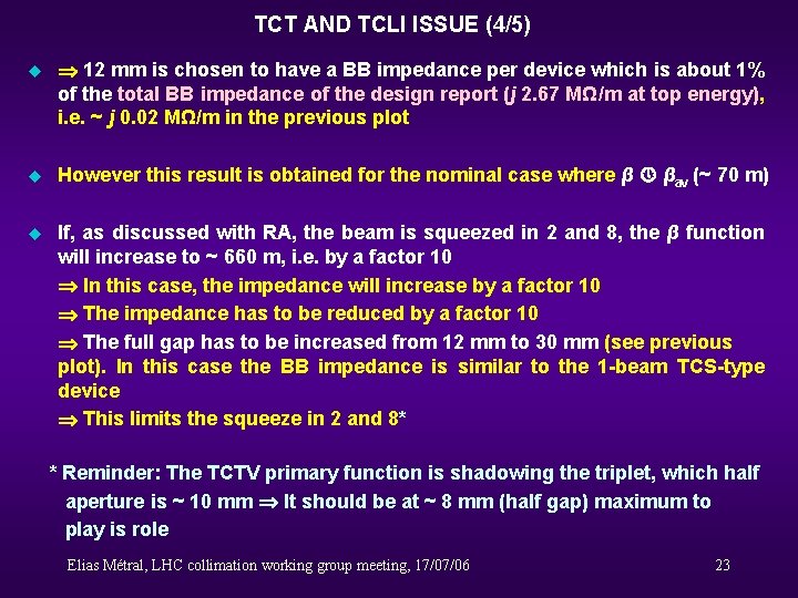 TCT AND TCLI ISSUE (4/5) u 12 mm is chosen to have a BB