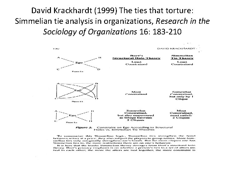 David Krackhardt (1999) The ties that torture: Simmelian tie analysis in organizations, Research in