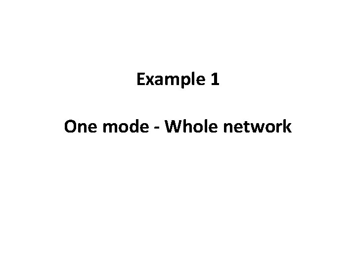 Example 1 One mode - Whole network 