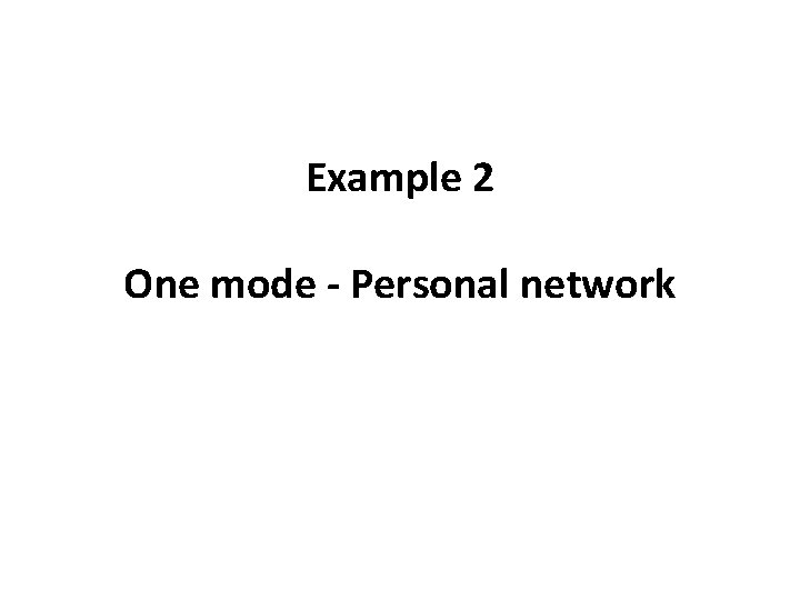 Example 2 One mode - Personal network 