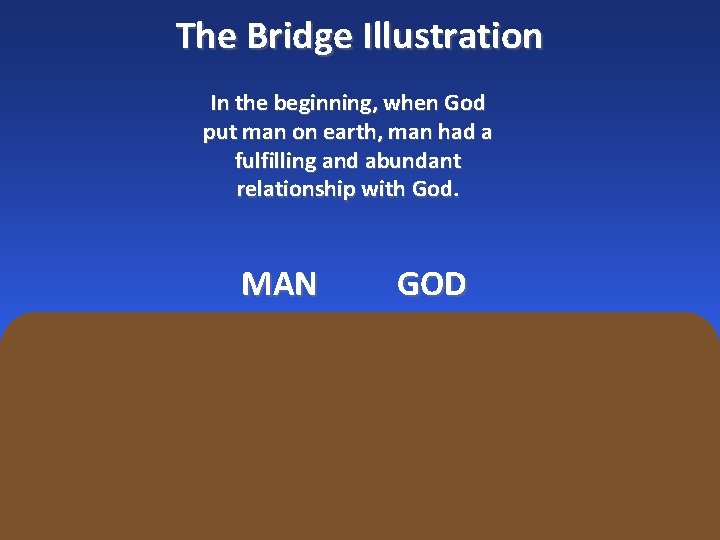 The Bridge Illustration In the beginning, when God put man on earth, man had