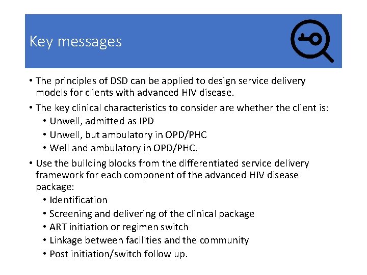TRAINING TOOLKIT Differentiated service delivery for advanced HIV