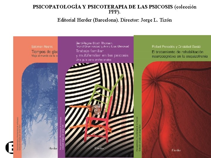 PSICOPATOLOGÍA Y PSICOTERAPIA DE LAS PSICOSIS (colección PPP). Editorial Herder (Barcelona). Director: Jorge L.