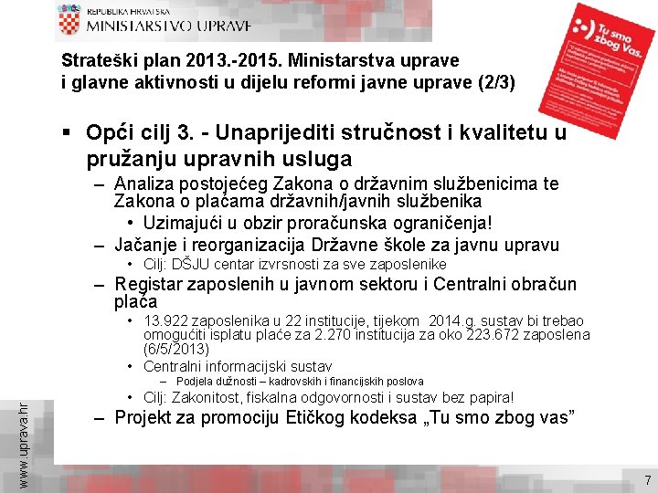 Strateški plan 2013. -2015. Ministarstva uprave i glavne aktivnosti u dijelu reformi javne uprave