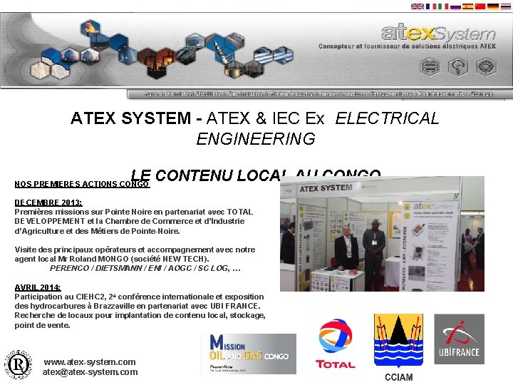 ATEX SYSTEM - ATEX & IEC Ex ELECTRICAL ENGINEERING LE CONTENU LOCAL AU CONGO
