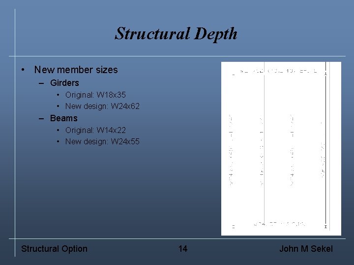 Structural Depth • New member sizes – Girders • Original: W 18 x 35