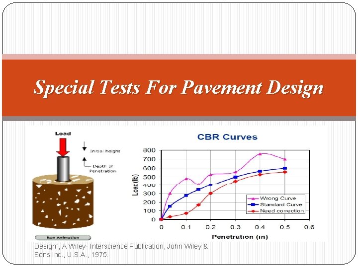 Special Tests For Pavement Design Yoder; E. J. and M. W. Witczak, “Principles of