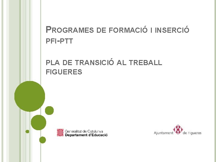 PROGRAMES DE FORMACIÓ I INSERCIÓ PFI-PTT PLA DE TRANSICIÓ AL TREBALL FIGUERES 