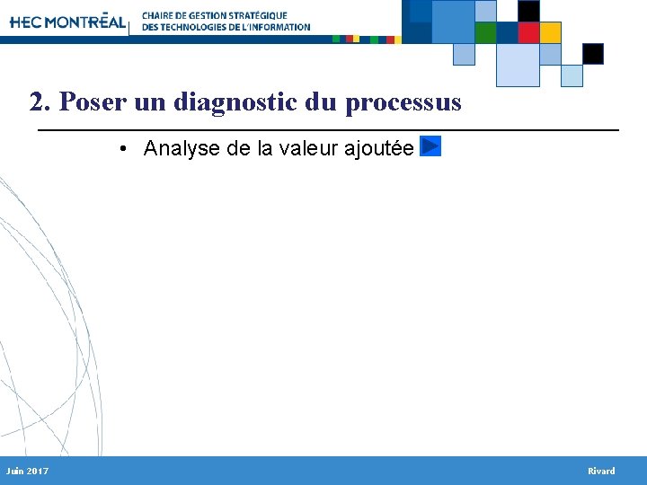 2. Poser un diagnostic du processus • Analyse de la valeur ajoutée Juin 2017