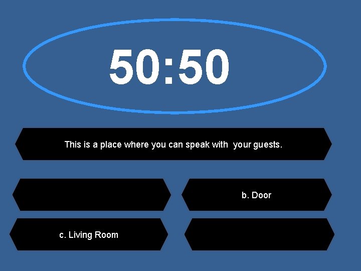 50: 50 This is a place where you can speak with your guests. b.