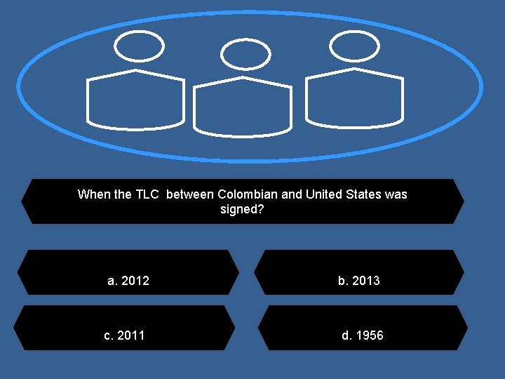 When the TLC between Colombian and United States was signed? a. 2012 c. 2011