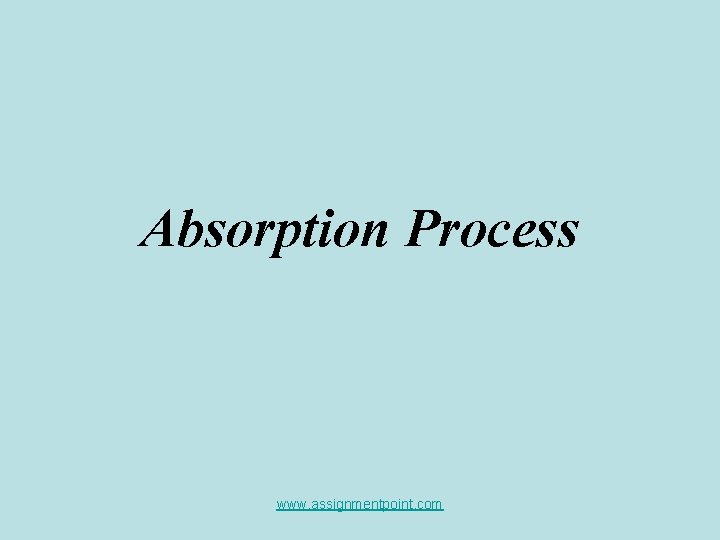 Absorption Process www. assignmentpoint. com 