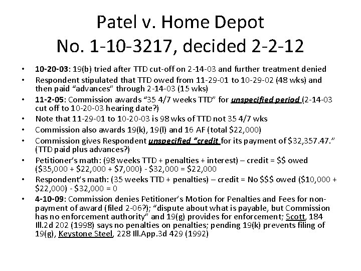 Patel v. Home Depot No. 1 -10 -3217, decided 2 -2 -12 • •