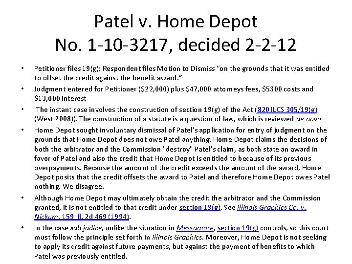 Patel v. Home Depot No. 1 -10 -3217, decided 2 -2 -12 • •