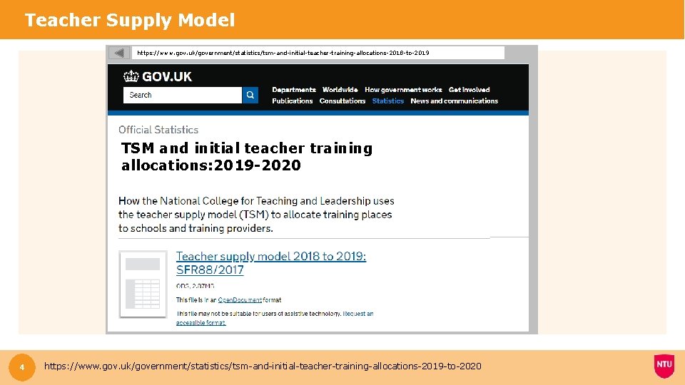 Teacher Supply Model https: //www. gov. uk/government/statistics/tsm-and-initial-teacher-training-allocations-2018 -to-2019 TSM and initial teacher training allocations: