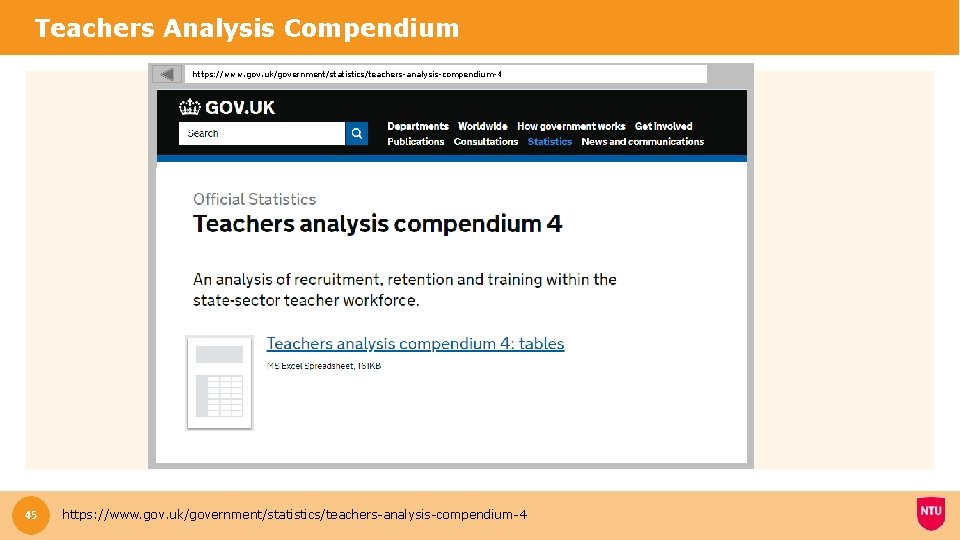 Teachers Analysis Compendium https: //www. gov. uk/government/statistics/teachers-analysis-compendium-4 TSM and initial teacher training allocations: 2019