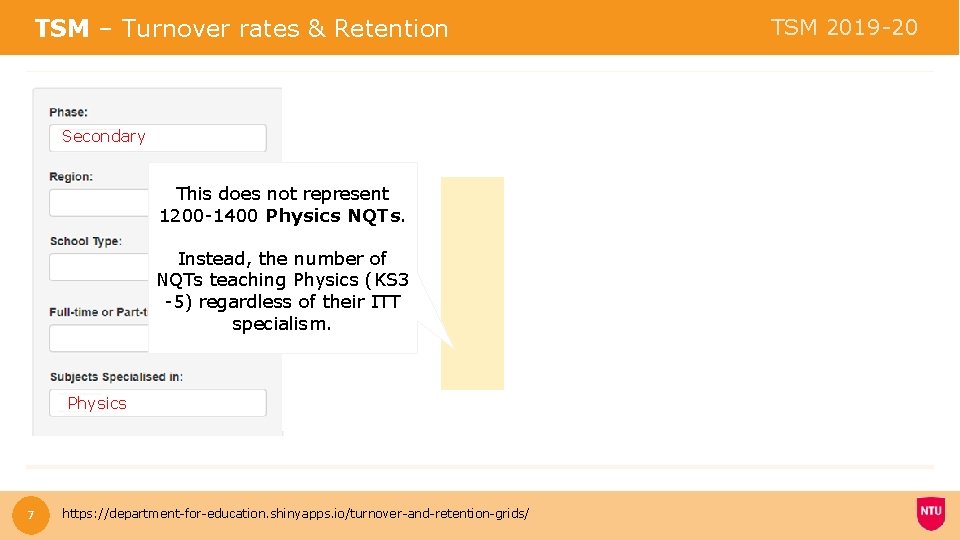 TSM – Turnover rates & Retention Secondary This does not represent 1200 -1400 Physics
