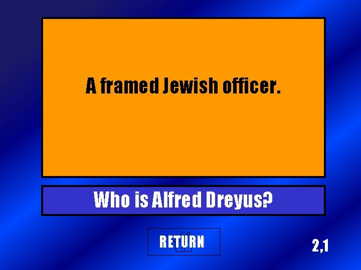 A framed Jewish officer. Who is Alfred Dreyus? RETURN 2, 1 