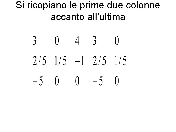 Si ricopiano le prime due colonne accanto all’ultima 