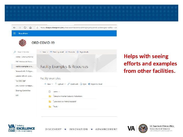 Helps with seeing efforts and examples from other facilities. Helps with seeing efforts and examples from other facilities.